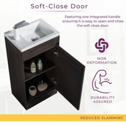 Plum&clay Rigel Dark Oak Floor Standing Cloakroom Vanity Unit With Resin Basin (W)55Cm (H)87Cm - thumbnail 4