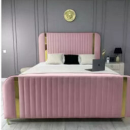 Stratus Interiors Allegra Gold Panel Bed - Premium Gold Finish Luxury Bed Frame - Non Storage - Double - thumbnail 7