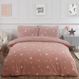 Ohs Star Teddy Duvet Cover Pillowcase Bedding Set, Blush - Double - thumbnail 5