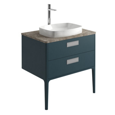 Plum&clay Canaria 2 Leg Blue Bathroom Vanity Unit With Stone Countertop & Integrated Ceramic Basin (W)785mm (H)850mm - image 1