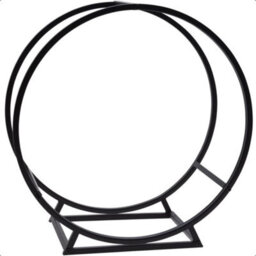 idooka Log Storage Holder Rack Outbuilding Garden Structures Modern Fireplace Indoor Outdoor Raised Stand Store Black