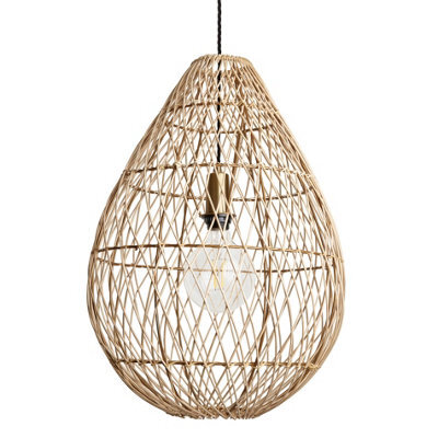 Industville Coastal Rattan Ceiling Pendant Light - 16 Inch - Drop, Natural - image 1