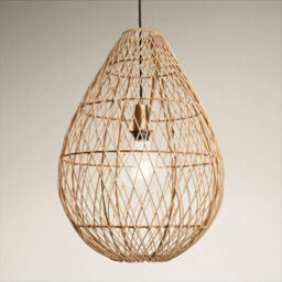 Industville Coastal Rattan Ceiling Pendant Light - 16 Inch - Drop, Natural - thumbnail 2