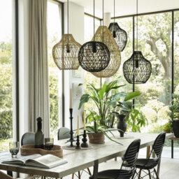 Industville Coastal Rattan Ceiling Pendant Light - 16 Inch - Drop, Natural - thumbnail 3
