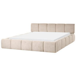 Beliani Bed Fabric Orville 180 X 200 Cm (Eu Super King) Taupe - thumbnail 1