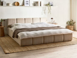 Beliani Bed Fabric Orville 180 X 200 Cm (Eu Super King) Taupe - thumbnail 2