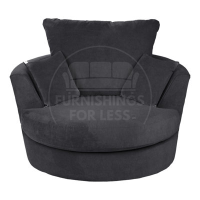 Furnishings For Less UK Casper Soft Chenille Fabric Fabric Swivel Chair 360 Rotation Black - image 1