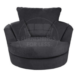 Furnishings For Less UK Casper Soft Chenille Fabric Fabric Swivel Chair 360 Rotation Black