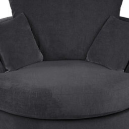 Furnishings For Less UK Casper Soft Chenille Fabric Fabric Swivel Chair 360 Rotation Black - thumbnail 2