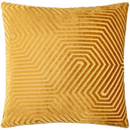 Paoletti Evoke Cut Velvet Cushion Cover, Gold, 55 X 55Cm
