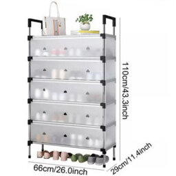 6 Tier Large Shoe Rack Storage Cabinet Organizer Shelf Stand Dustproof Home Shoes Rack - thumbnail 7