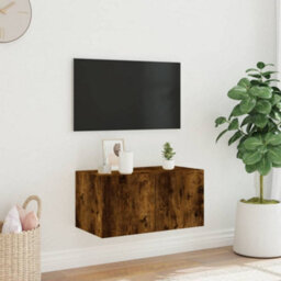 Walplus Tv Wall Cabinet With Led Lights Smoked Oak 60X35X31 Cm - thumbnail 4