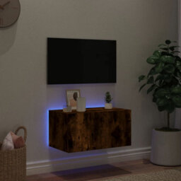 Walplus Tv Wall Cabinet With Led Lights Smoked Oak 60X35X31 Cm - thumbnail 3