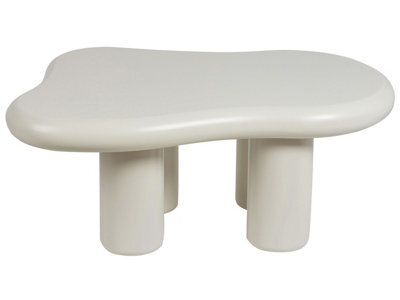 Beliani White Oval Coffee Table 100 X 70 X 40 Cm Mdf Top Pvc Legs - image 1