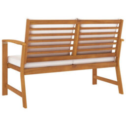 Walplus Garden Bench 120 Cm With Cream Cushion Solid Wood Acacia - thumbnail 4