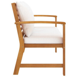 Walplus Garden Bench 120 Cm With Cream Cushion Solid Wood Acacia - thumbnail 3