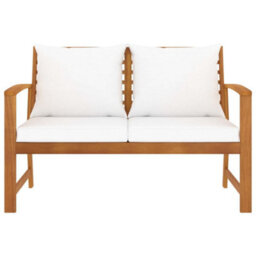 Walplus Garden Bench 120 Cm With Cream Cushion Solid Wood Acacia - thumbnail 2