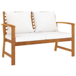 Walplus Garden Bench 120 Cm With Cream Cushion Solid Wood Acacia - thumbnail 1