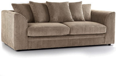 BlissFurniture Ltd Bliss Furniture Jumbo Cord 3 Seater Scatter Back Sofa In Beige Colour Deep Comfort Modern Design Arms Compact Yet Spacious - image 1