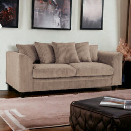 BlissFurniture Ltd Bliss Furniture Jumbo Cord 3 Seater Scatter Back Sofa In Beige Colour Deep Comfort Modern Design Arms Compact Yet Spacious - thumbnail 4