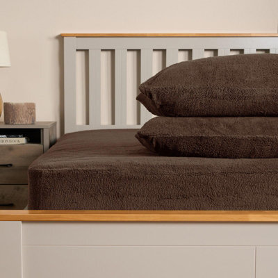 OHS Teddy Fleece Pillowcase Cover Bedding Set 2 X Thermal, 50 X 75Cm -  Chocolate - image 1