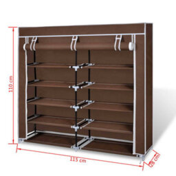Berkfield Fabric Shoe Cabinet With Cover 115 X 28 X 110 Cm Brown - thumbnail 7