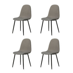 Asteria Dining Chairs Set Of 4 Upholstered Linen Fabric Light Grey Black Leg - thumbnail 3
