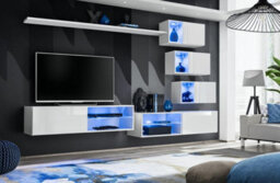 Arte Switch Xxiv White Gloss Wall Entertainment Unit For Tvs Up To 49 Inch - Bright Modular Storage With Led-Lit Cabinets - thumbnail 1