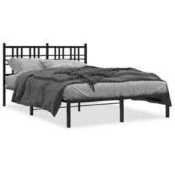 Berkfield Metal Bed Frame Without Mattress With Headboard Black 120X200Cm - thumbnail 2