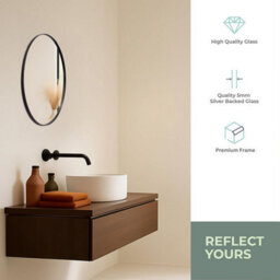 Mood Premium Round Bathroom Mirror Black Framed Wall Mounted, Recessed Circle Frame Modern & Stylish (60Cm X 60Cm) - thumbnail 3