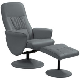 Homcom Pu Leather Armchair And Footrest Swivel Recliner W/ Ottoman Grey - thumbnail 2