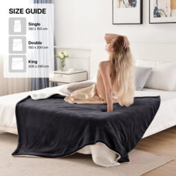 Ameha Grey Sherpa Blanket Soft Plush Skin-Friendly Fleece Throw Thick And Cozy For Sofa Bed And Travel Single 130X150 Cm - thumbnail 3