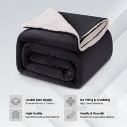 Ameha Grey Sherpa Blanket Soft Plush Skin-Friendly Fleece Throw Thick And Cozy For Sofa Bed And Travel Single 130X150 Cm - thumbnail 2