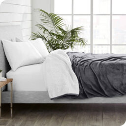 Ameha Grey Sherpa Blanket Soft Plush Skin-Friendly Fleece Throw Thick And Cozy For Sofa Bed And Travel Single 130X150 Cm - thumbnail 7