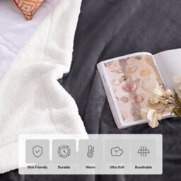 Ameha Grey Sherpa Blanket Soft Plush Skin-Friendly Fleece Throw Thick And Cozy For Sofa Bed And Travel Single 130X150 Cm - thumbnail 4