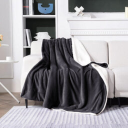 Ameha Grey Sherpa Blanket Soft Plush Skin-Friendly Fleece Throw Thick And Cozy For Sofa Bed And Travel Single 130X150 Cm - thumbnail 6