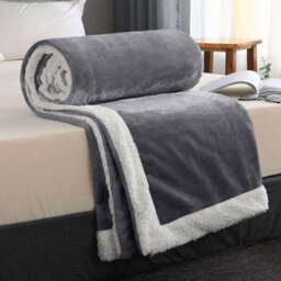 Ameha Grey Sherpa Blanket Soft Plush Skin-Friendly Fleece Throw Thick And Cozy For Sofa Bed And Travel Single 130X150 Cm - thumbnail 8