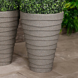 Charles Bentley Pair Of Tall Trojan Round Charcoal Planters (Dia. 38Cm) Pot - thumbnail 2