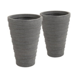 Charles Bentley Pair Of Tall Trojan Round Charcoal Planters (Dia. 38Cm) Pot - thumbnail 3