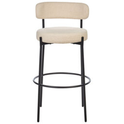 Wyld And Coco Novamaison Boucle Bar Stool Set Of 2 In Beige With Matte Black Steel Legs - thumbnail 5