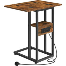 Foldable Side Bedside Table With Charging Station Sofa Table - thumbnail 1