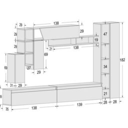 Decorotika Tokyo Moduler Modern Tv Unit Wall Mount Customizable Layout High Gloss White - thumbnail 6