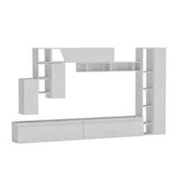 Decorotika Tokyo Moduler Modern Tv Unit Wall Mount Customizable Layout High Gloss White - thumbnail 4