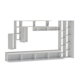 Decorotika Tokyo Moduler Modern Tv Unit Wall Mount Customizable Layout High Gloss White - thumbnail 5