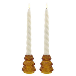 Set Of 2 Small Christmas Tree Candle Holders - Champagne Gold - thumbnail 1