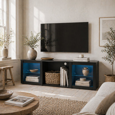 Wyld Haus Filu Nara 160Cm Black Tv Stand With Led Lighting And Storage For Up To 65 Inch Screens - image 1