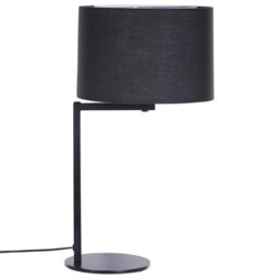 Beliani Black Iron Table Lamp 49Cm Polyester Drum Shade Modern Bedside Light - thumbnail 3