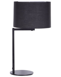 Beliani Black Iron Table Lamp 49Cm Polyester Drum Shade Modern Bedside Light - thumbnail 2