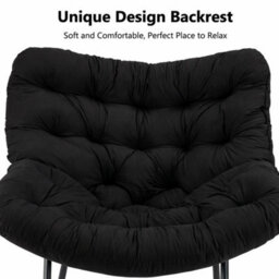 Garden Rocking Chair Rattan Wicker Egg Chair With Cushioned Seat Metal Frame - thumbnail 3
