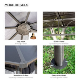 Outsunny 3 X 3(M) Hardtop Gazebo For Garden Party W/ Polycarbonate Curtains - thumbnail 6